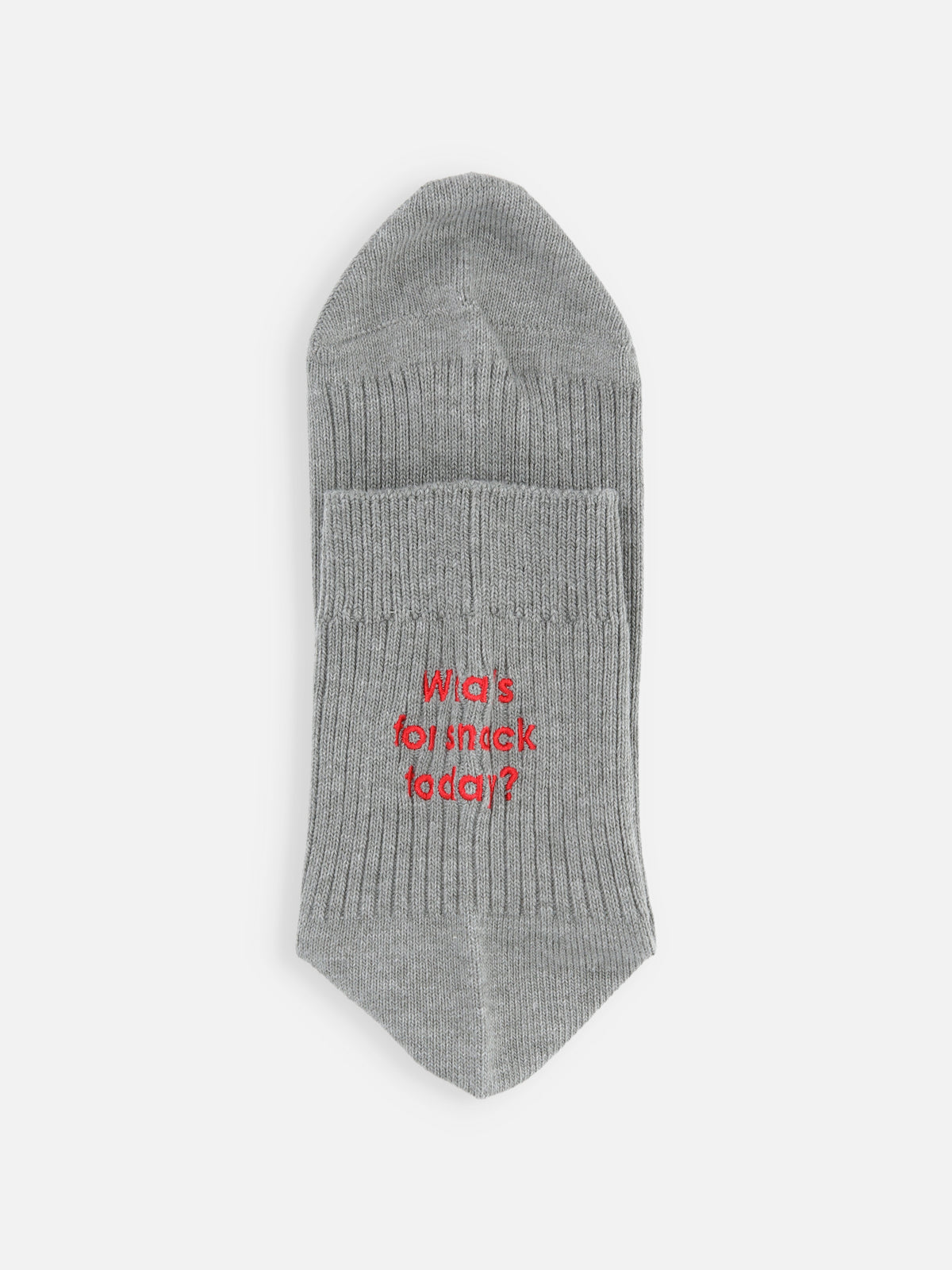 【Tabio MEN】大人男子が履けるメッセージ刺繍ショートソックス - ＴＯＰグレー＋レッド