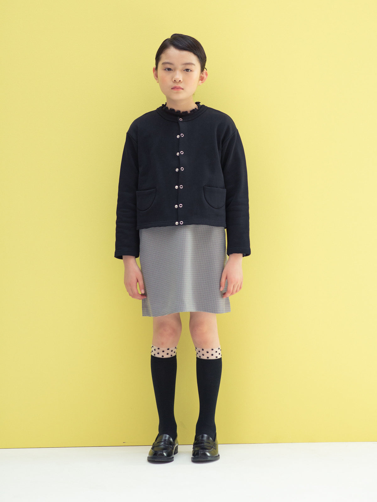 【キッズ】チュールドット柄ハイソックス / 16-18cm