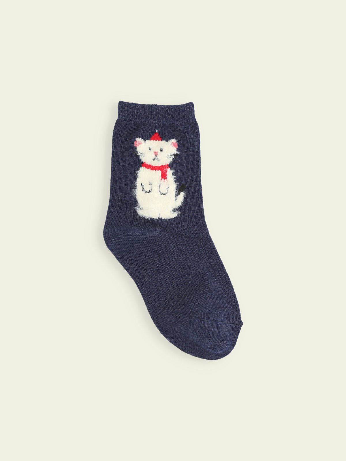 【3足1,485円】キッズ クリスマス限定 もふもふ動物ショートソックス / 13-15cm - コン＋オコジョ