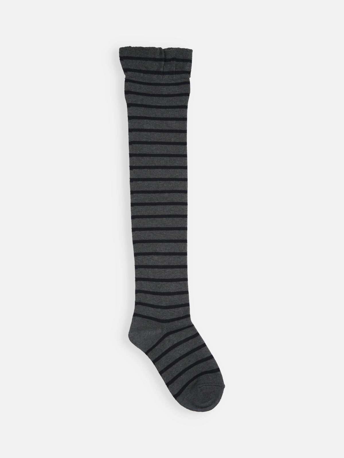 【キッズ】ピンボーダーオーバーニーソックス / 16-18cm - チャコール＋ブラックネイビー