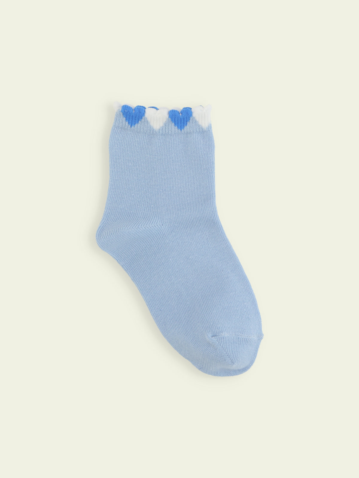 【3足1,485円】キッズ 履き口たっぷりハートショートソックス / 19-21cm - サックス