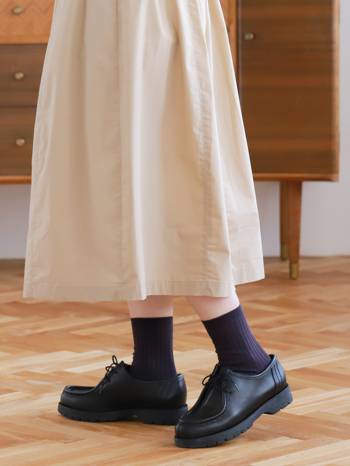 【WEB限定20色】軽やかにフィットするリブソックス - ダークバイオレット