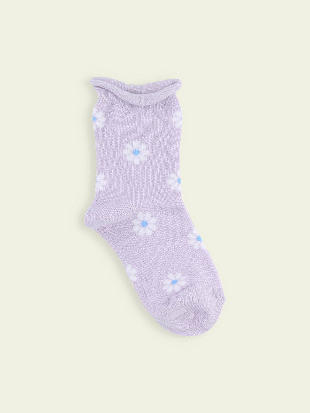 【3足1,485円】キッズ くるくるワッフル花柄ショートソックス / 13-15cm - ラベンダー