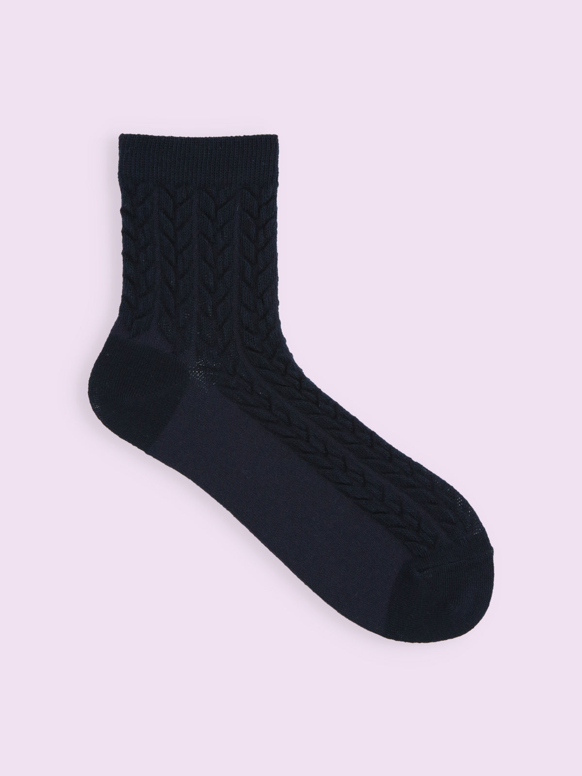 【3足1,485円】フロートへリンボン柄ショートソックス - ネイビー