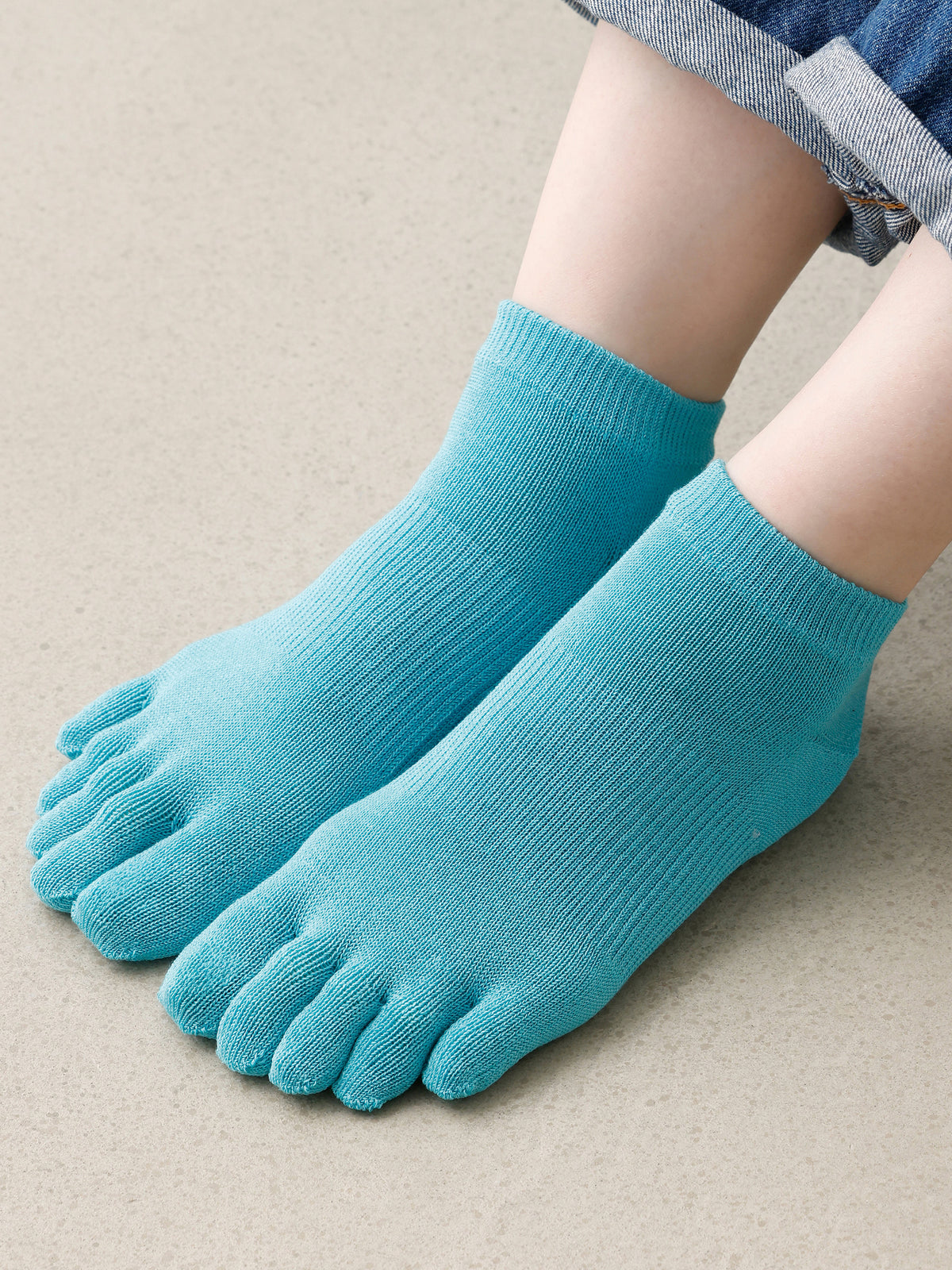 【THREEUP×靴下屋】WEB限定 冷感五本指ソックス・コードレスファンひんやりセット＜サックス＞