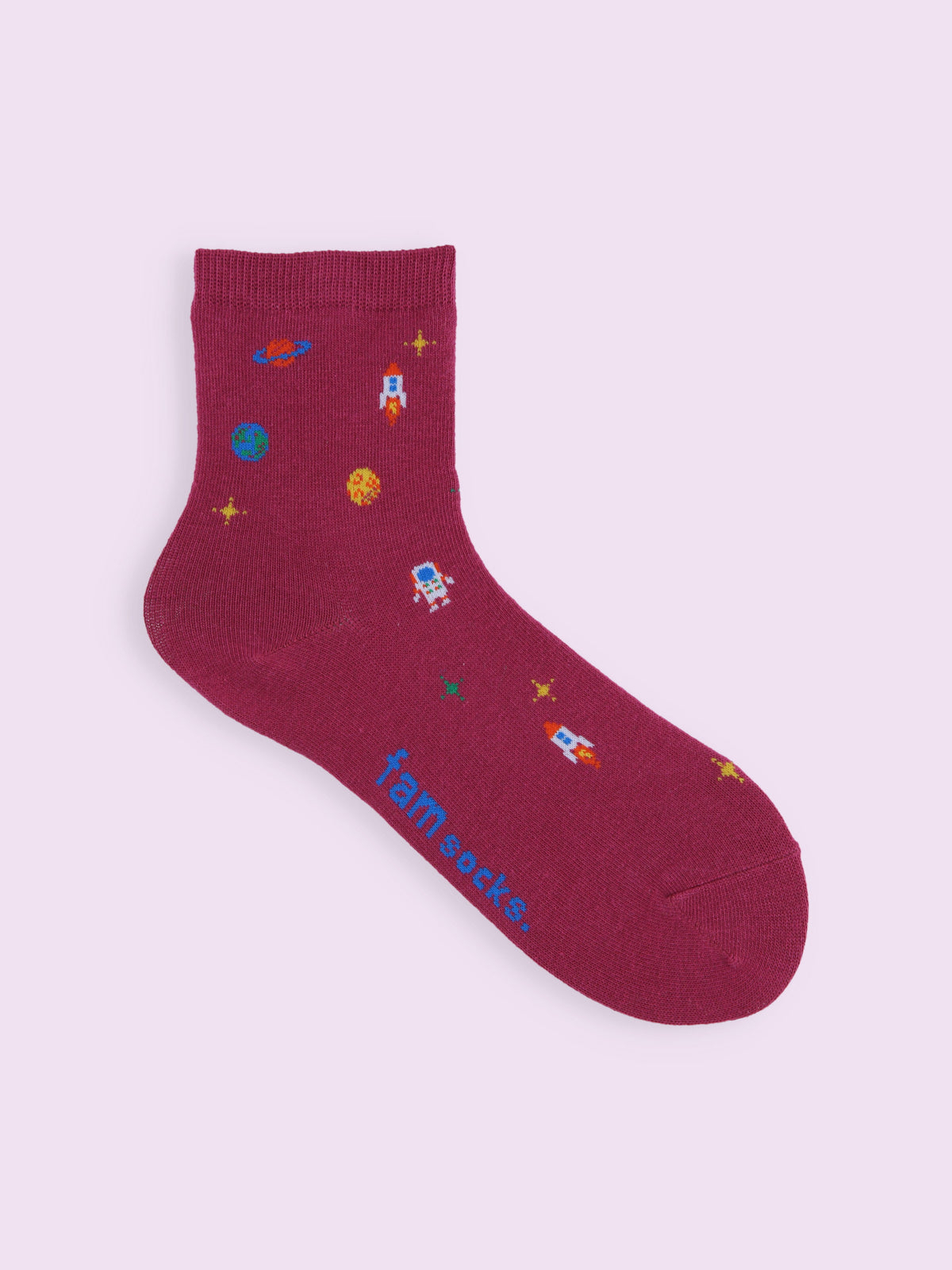 【3足1,485円】惑星柄ショートソックス - ローズピンク