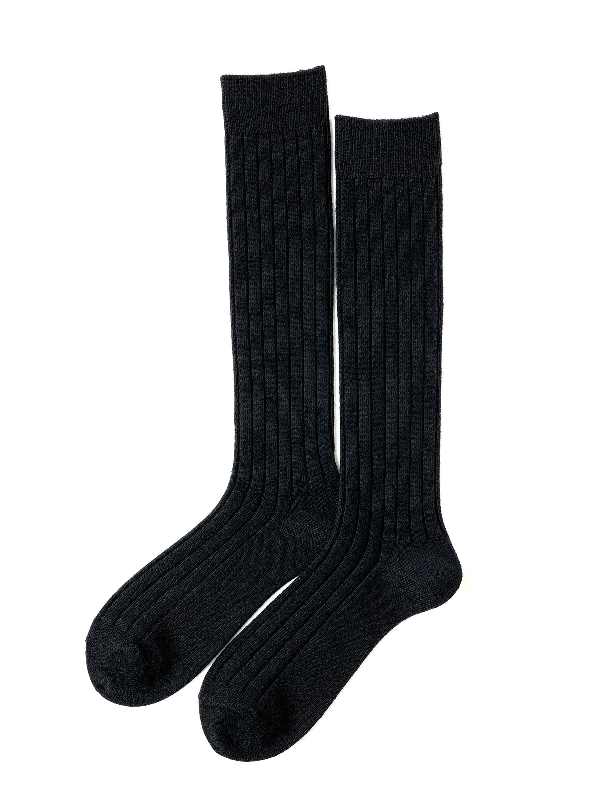 【Tabio MEN】WEB限定/WOOL太リブハイソックス - クロ
