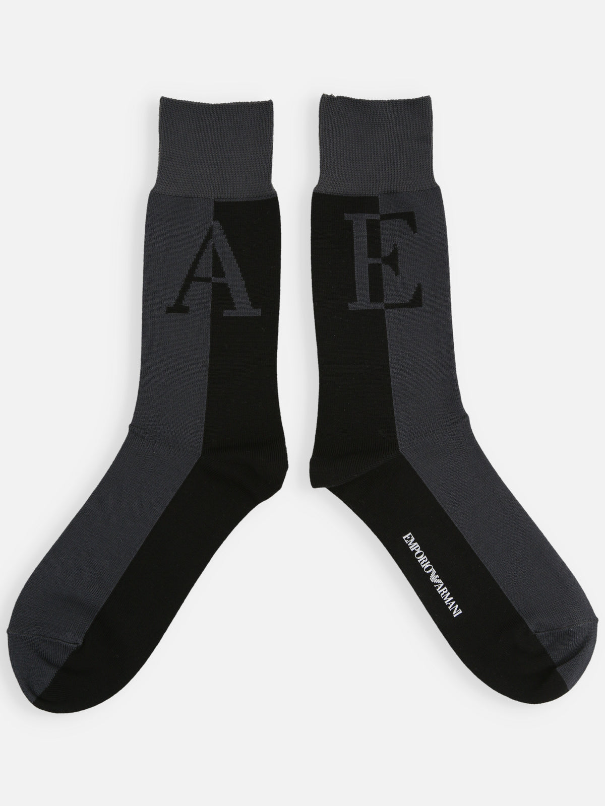 【EMPORIO ARMANI】　E・Aロゴクルー丈ソックス - ブラック