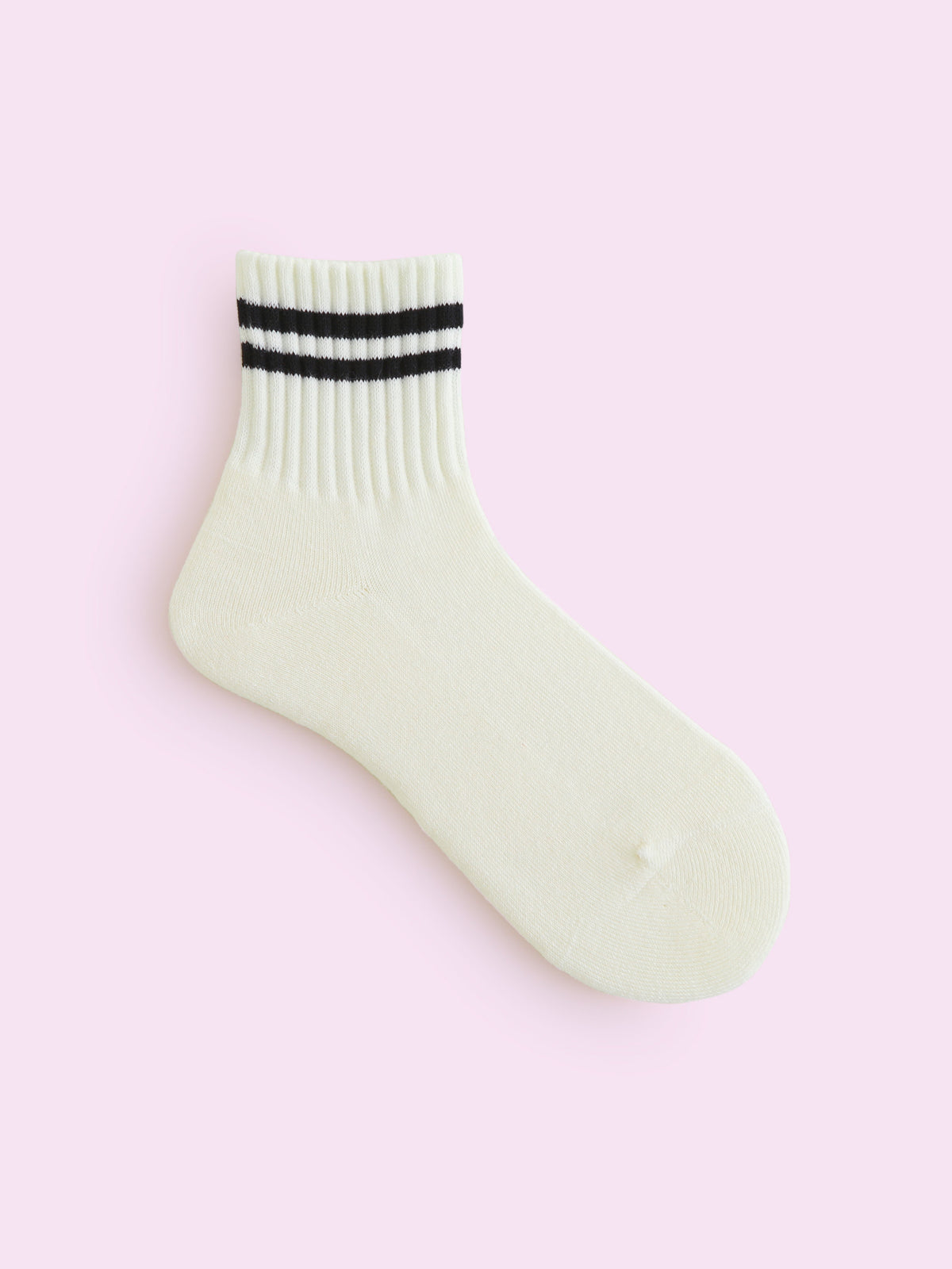 【3足1,485円】パイルラインショートソックス - オフ+クロ