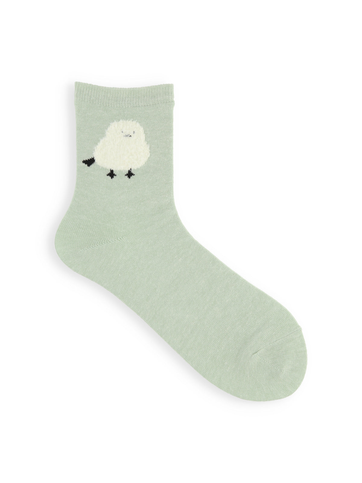 【おおきめサイズ】WEB限定 24.5-26.5cm / もふもふ動物ショートソックス - ミント+シマエナガ