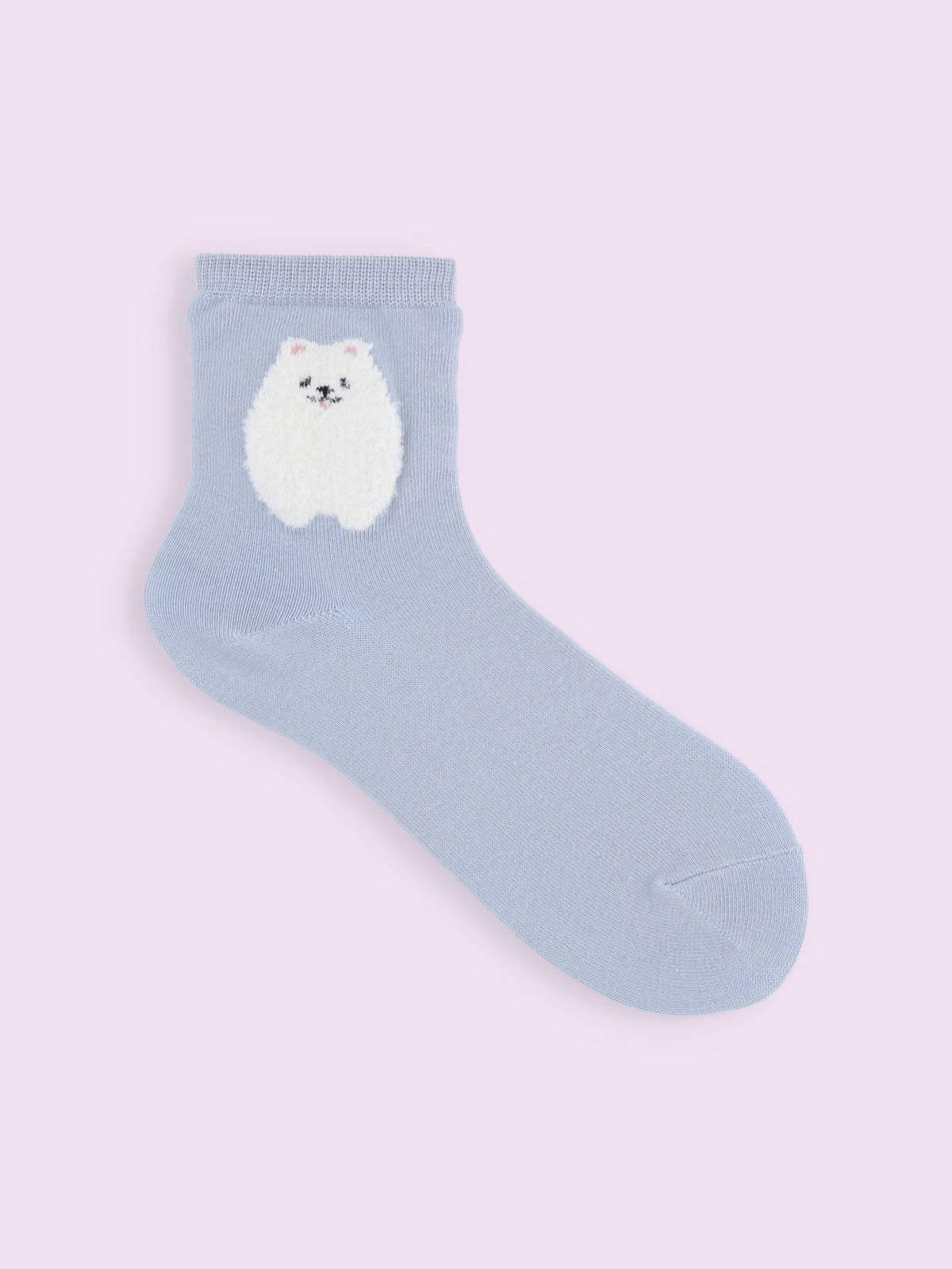 【3足1,485円】もふもふ動物ショートソックス - サックス＋ポメラニアン