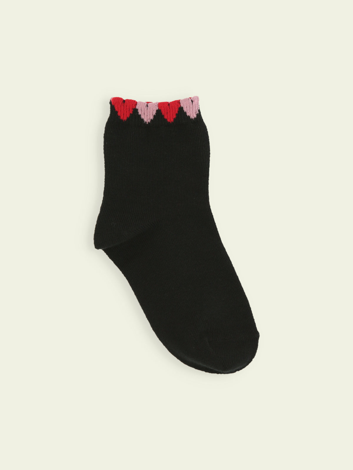 【3足1,485円】キッズ 履き口たっぷりハートショートソックス / 16-18cm