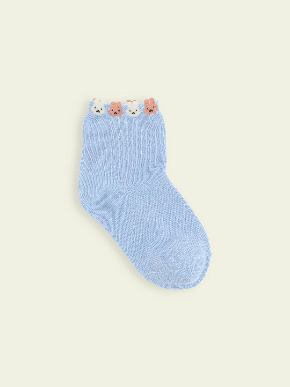 【3足1,485円】キッズ 履き口たっぷりうさちゃんショートソックス / 13-15cm - サックス
