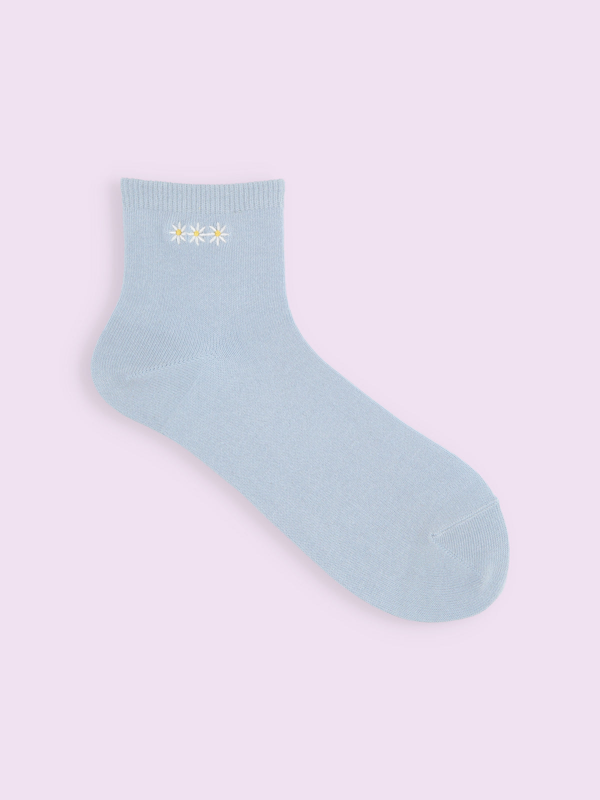 【3足1,485円】お花3連刺繍ショートソックス - ダルサックス