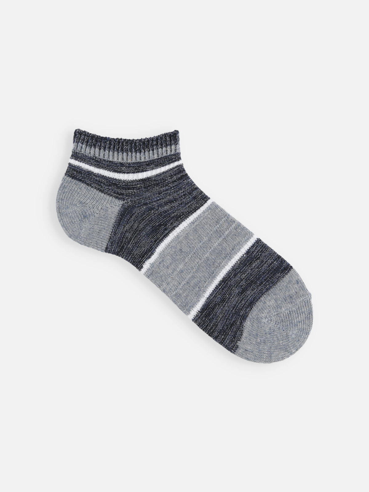 【Tabio MEN】さらっとやわらか綿麻混引き揃えボーダースニーカー丈ソックス
