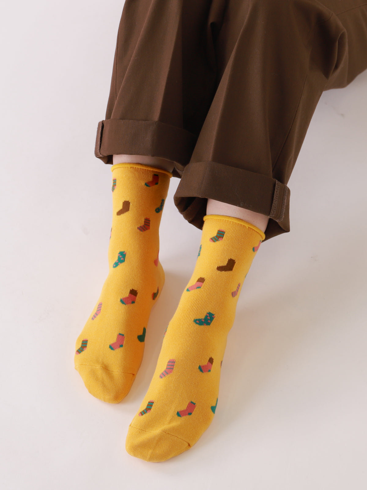 【3足1,485円】靴下柄ショートソックス - クリーム