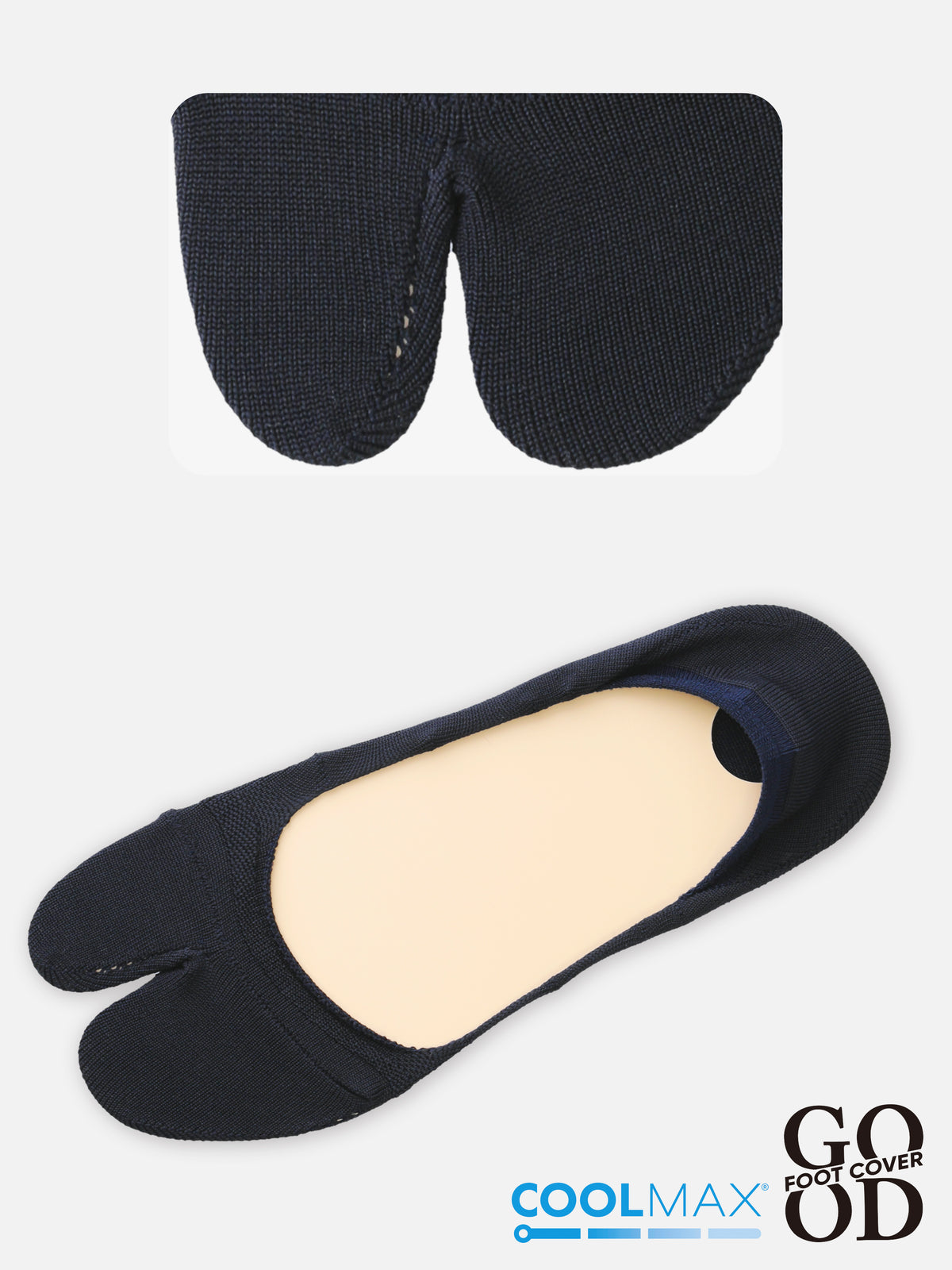 【Tabio MEN】足袋カバー 消臭＋クールマックス®（脱げにくい設計）(27.0～29.0cm) - ネイビー