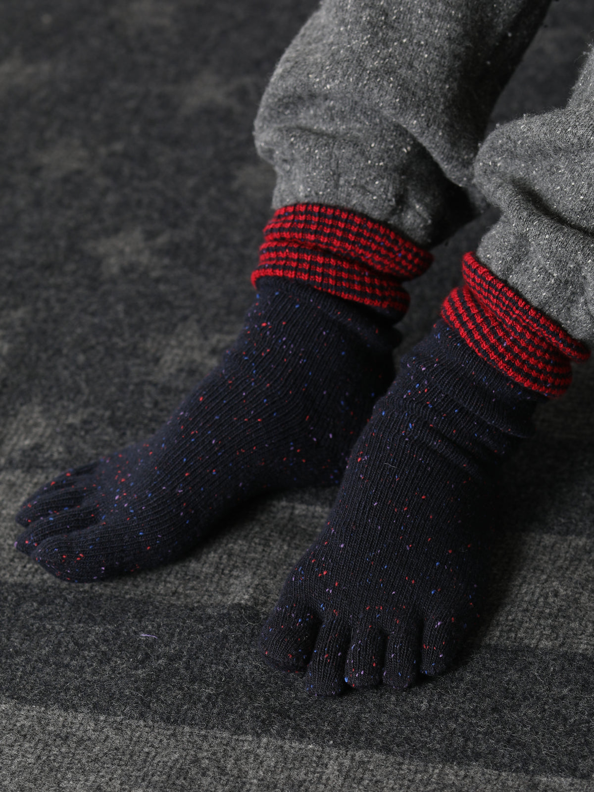 【Tabio MEN】WOOLネップ五本指ソックス