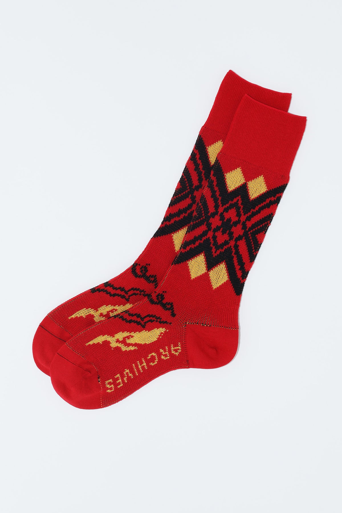 TOGA Jacquard socks（22.5～24.5cm） - アカ