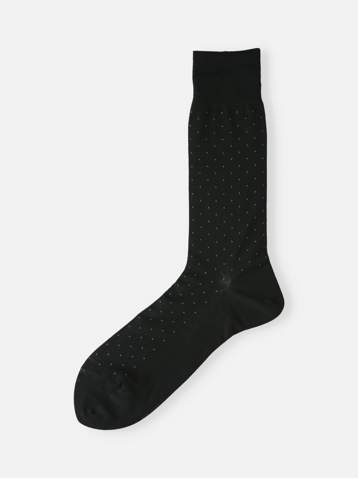 【Tabio MEN】連続シルケット ドットソックス(23.0～25.0cm) - チャコール+グリーン