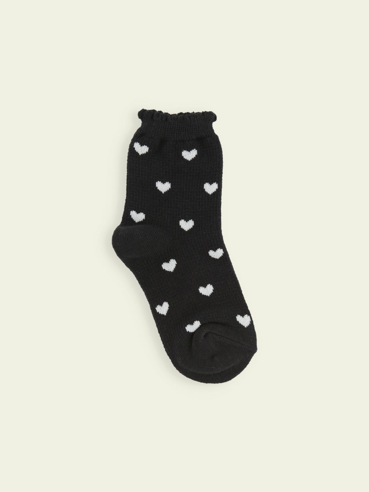 【3足1,485円】キッズ ピコワッフルハートショートソックス / 13-15cm - クロ