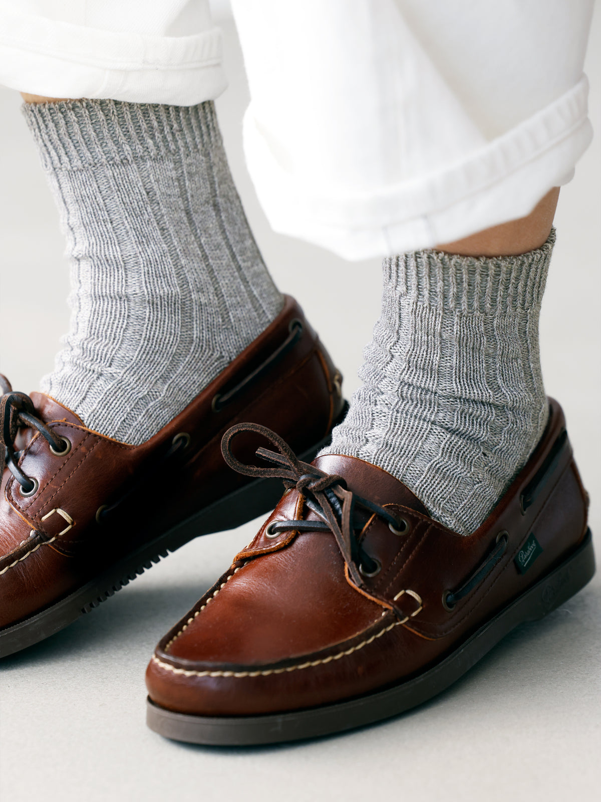 【Tabio MEN】さらっとやわらか綿麻混リブショートソックス