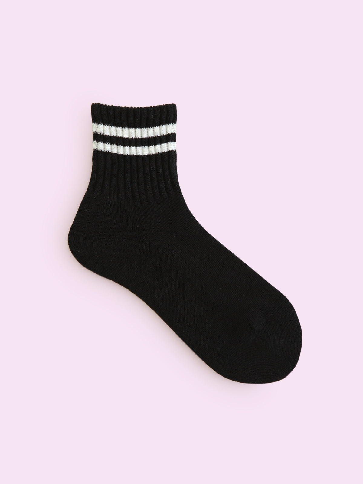 【3足1,485円】パイルラインショートソックス - クロ+オフ