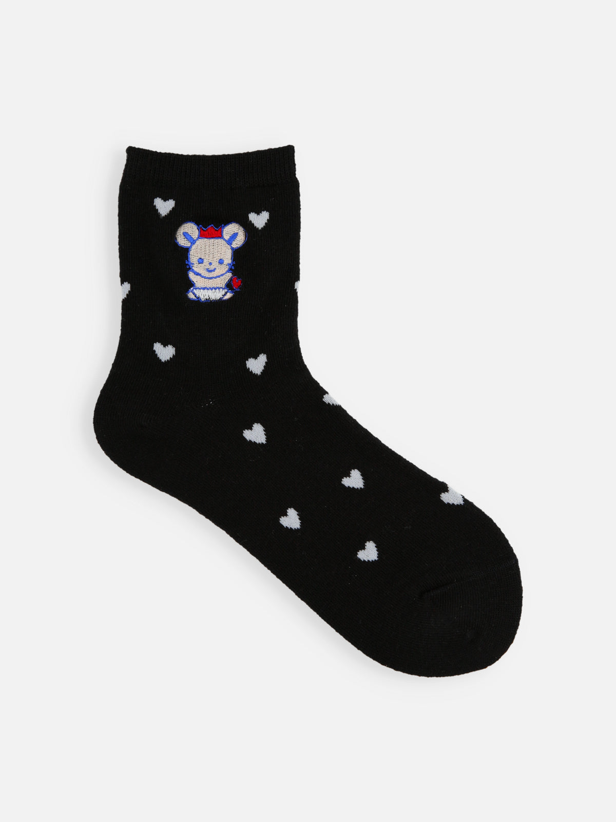 チュッピー刺繍ハートパターンショートソックス - クロ×チュッピー