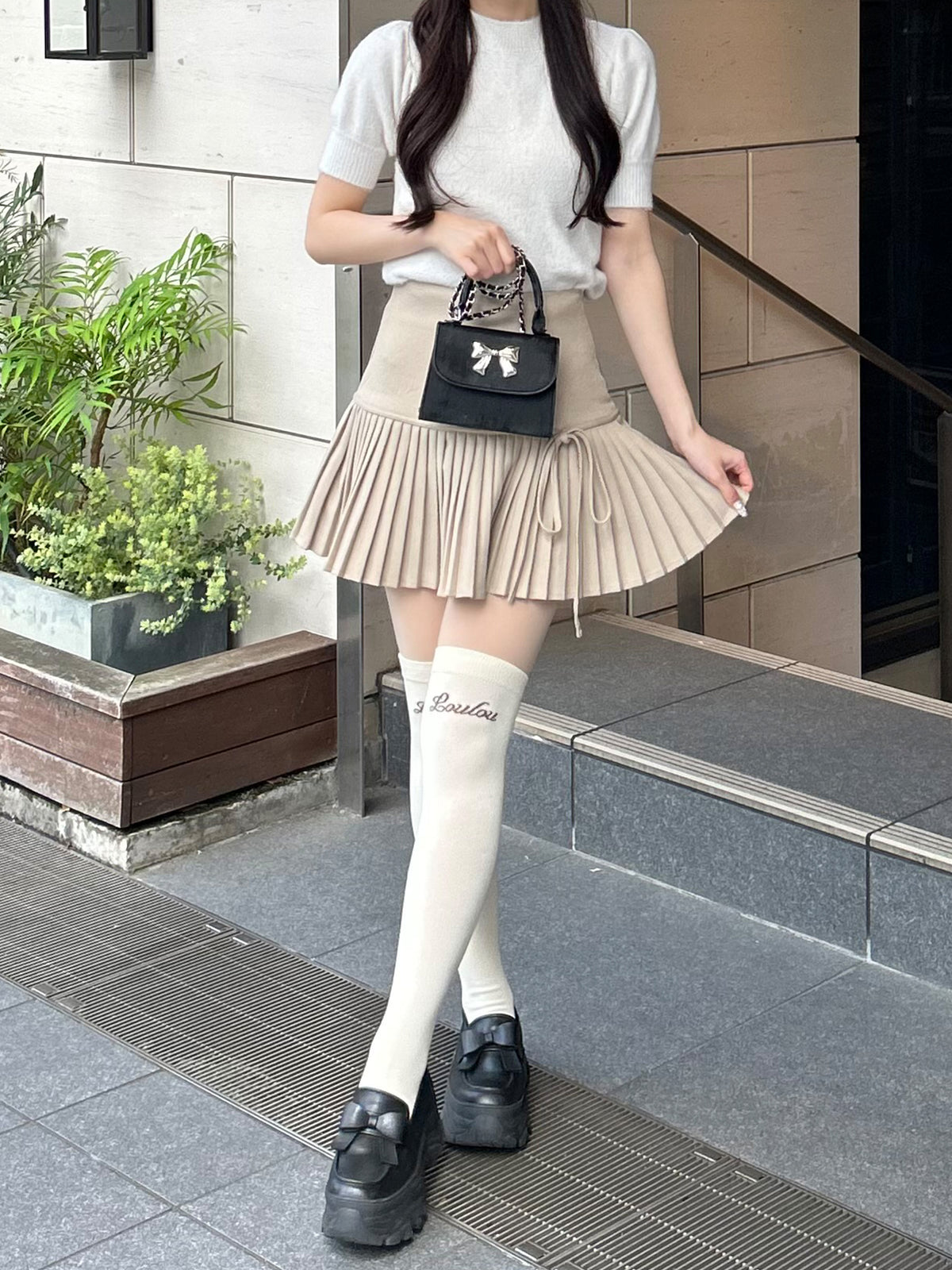 【nyan企画】Loulouロゴニーハイソックス - キナリ