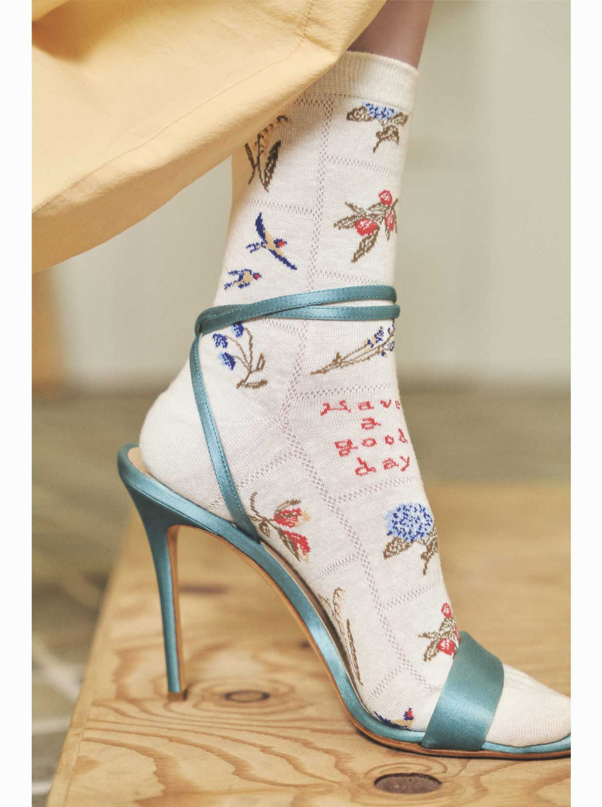 綿麻混メッシュパッチワーク柄ショートソックス
