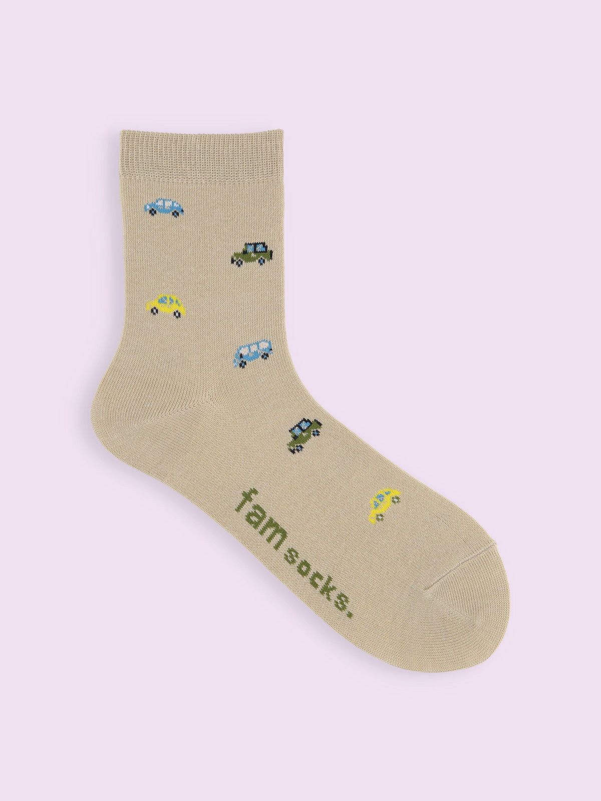 【3足1,485円】くるま柄ショートソックス - ダルベージュ
