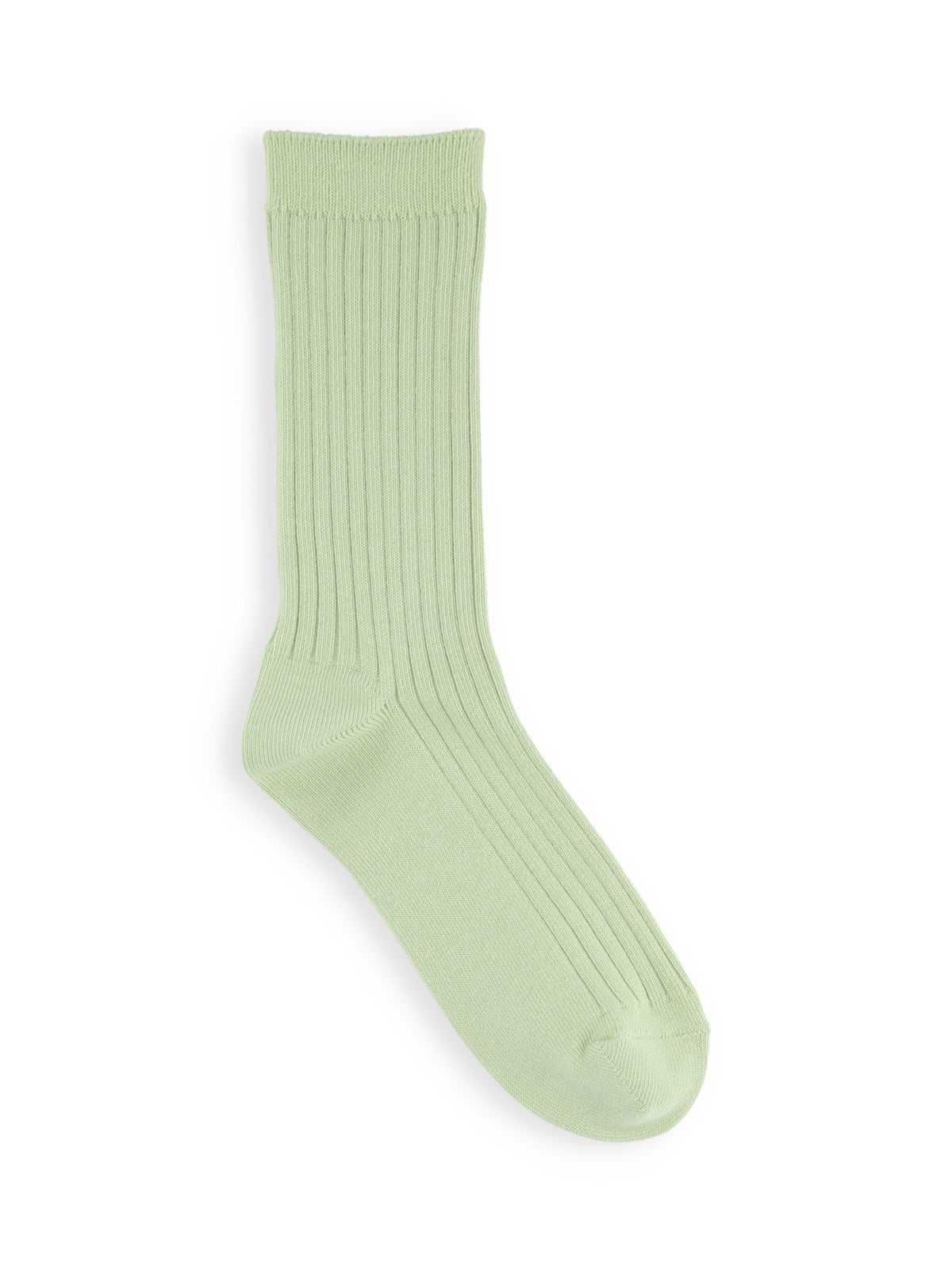 【キッズ】表糸綿100%で毛玉が出来にくいリブハイクルー丈ソックス / 19-21cm - ペールグリーン