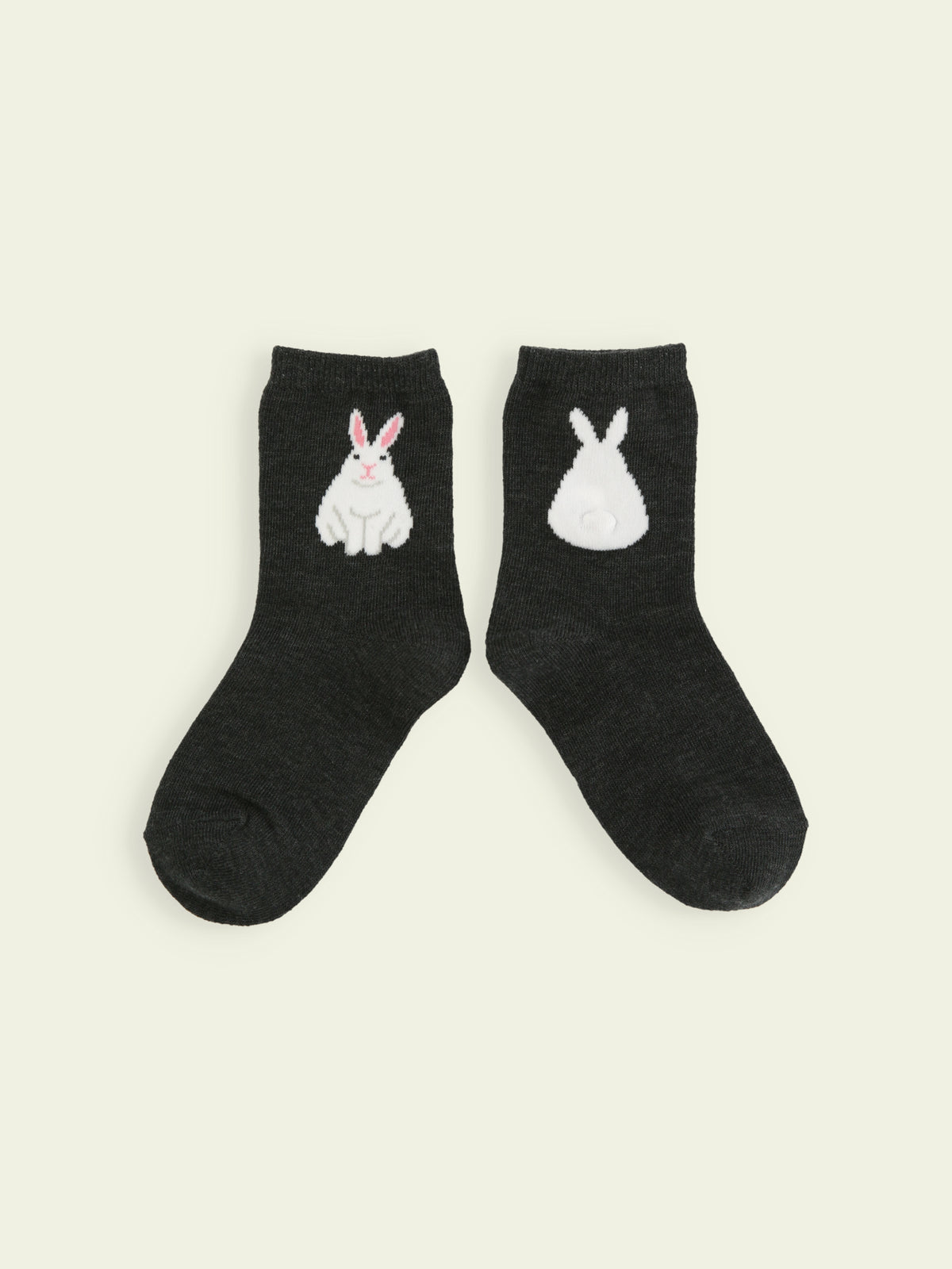 【3足1,485円】キッズ うさぎしっぽショートソックス / 19-21cm - チャコールグレー