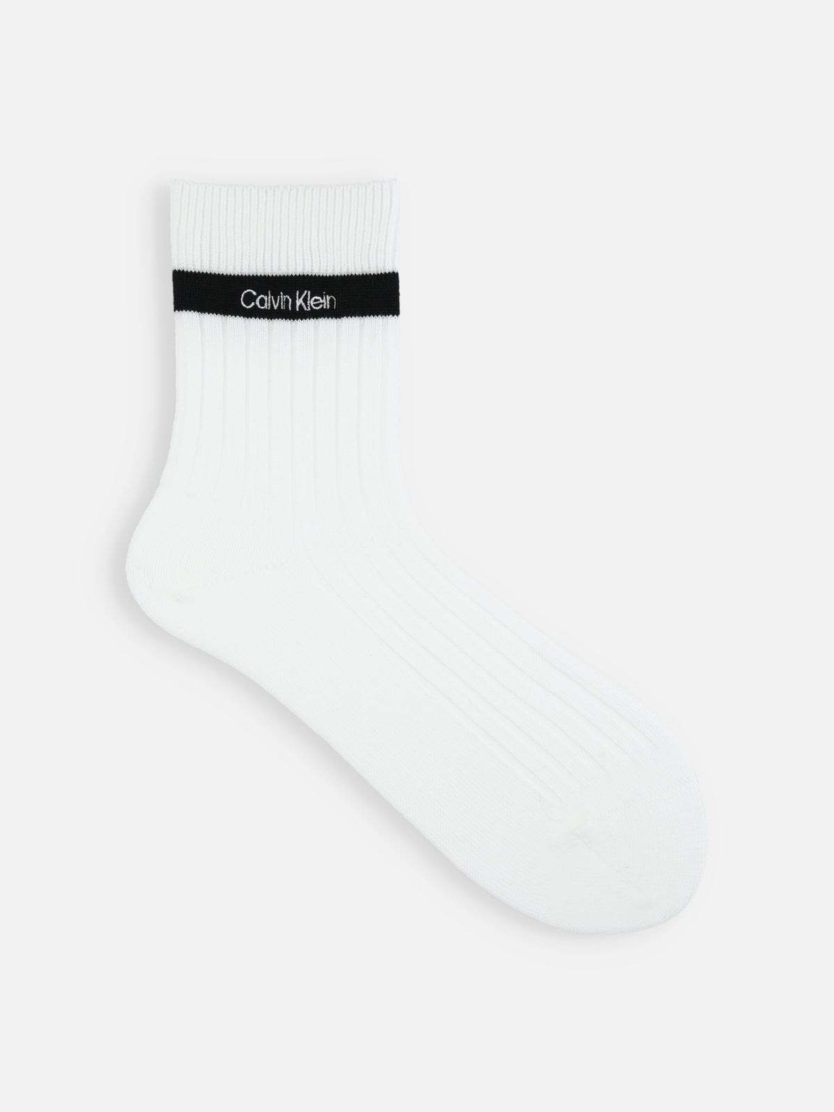 Calvin Klein 刺繍ラインショートソックス - オフホワイト