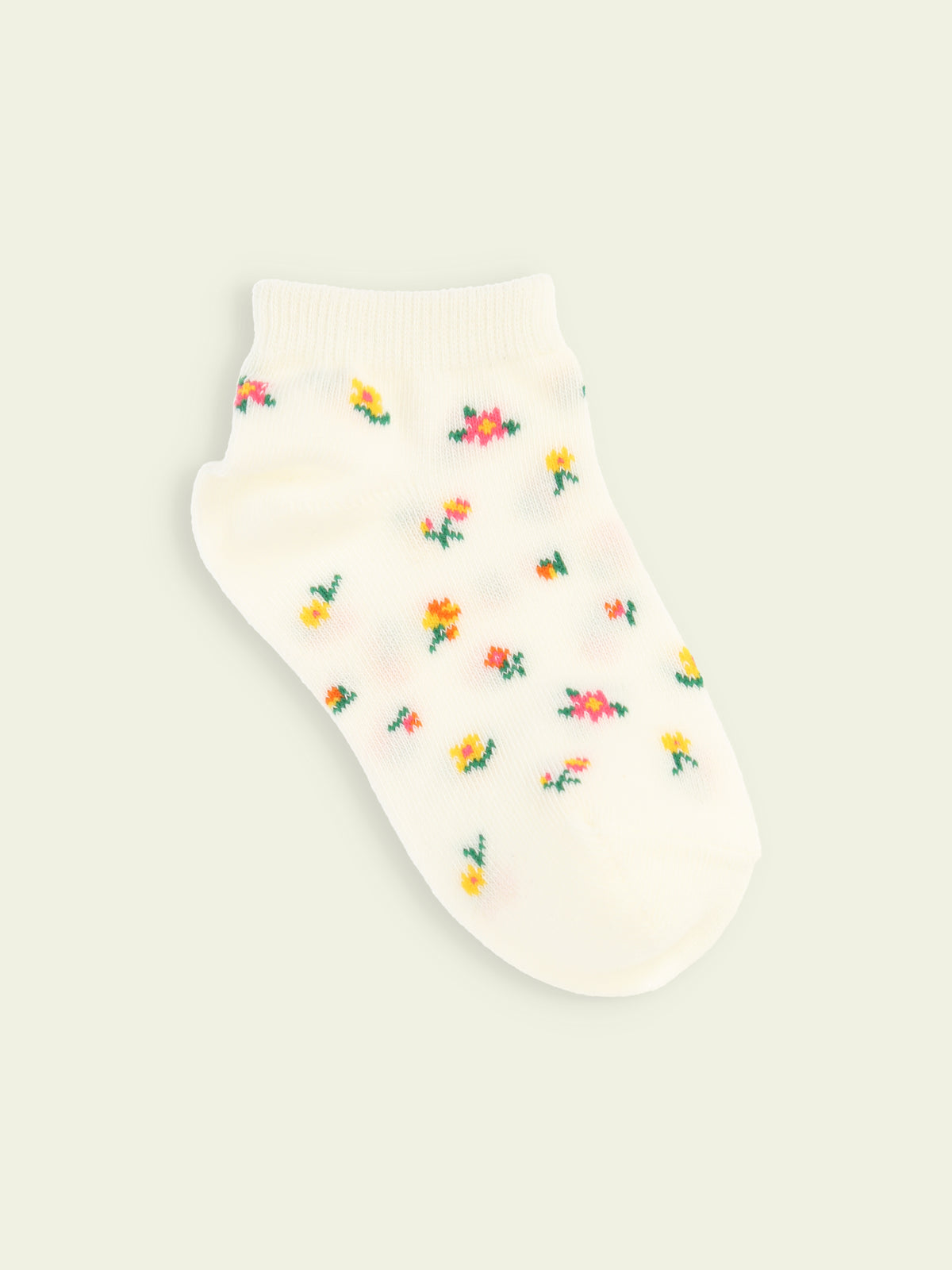 【3足1,485円】キッズ 小花柄スニーカー丈ソックス / 19-21cm - オフホワイト