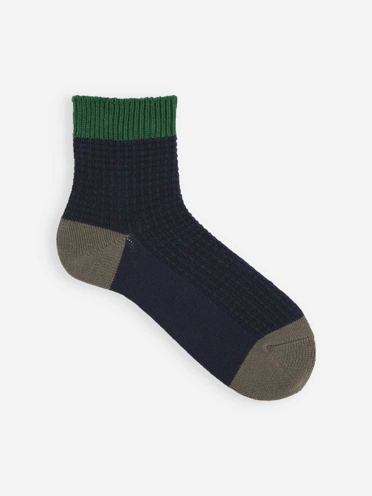 【Tabio MEN】綿麻混切替ワッフルショートソックス - コン