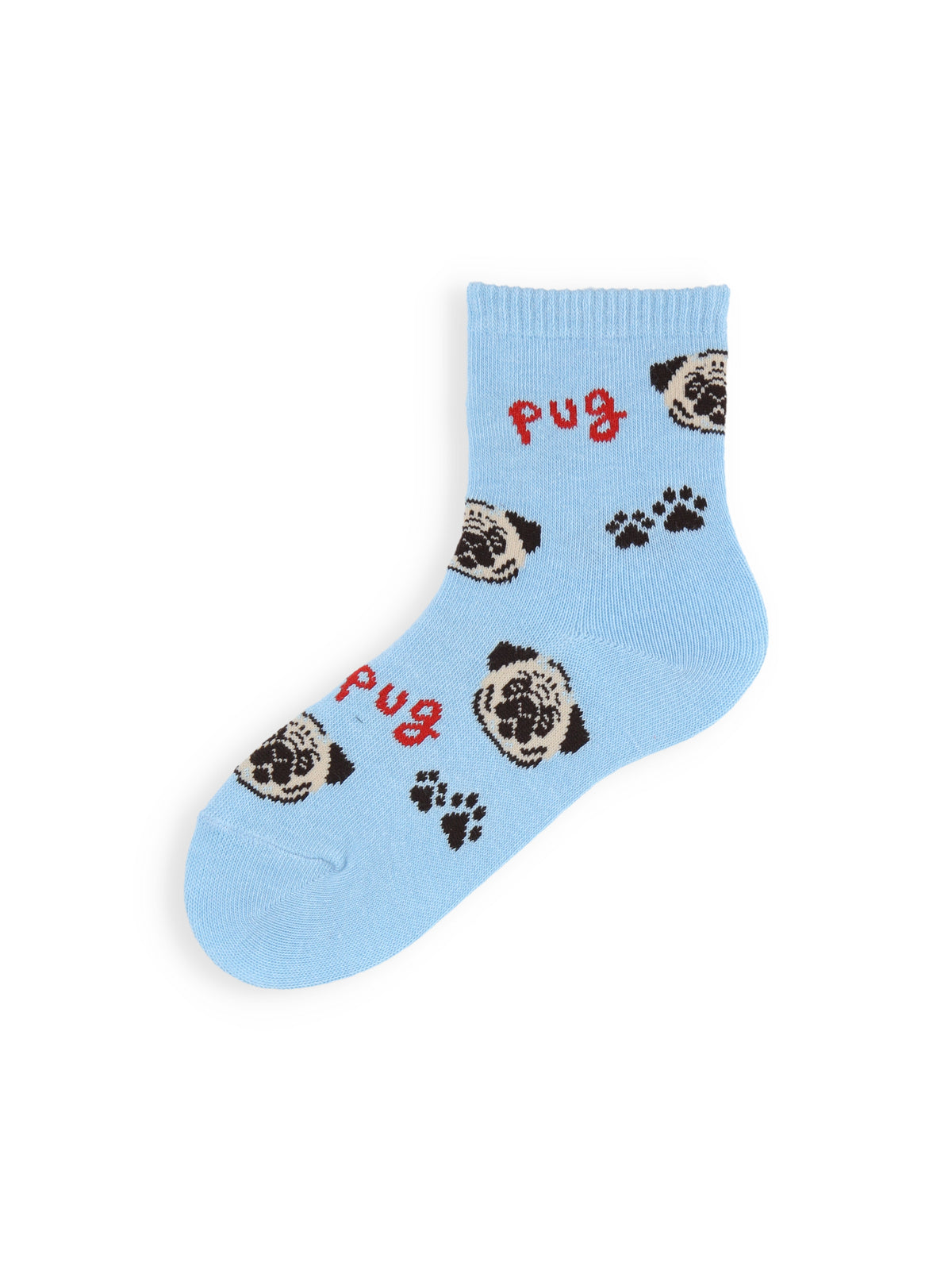 【3足1,485円】キッズ I LOVE PUGショートソックス / 19-21cm - サックス