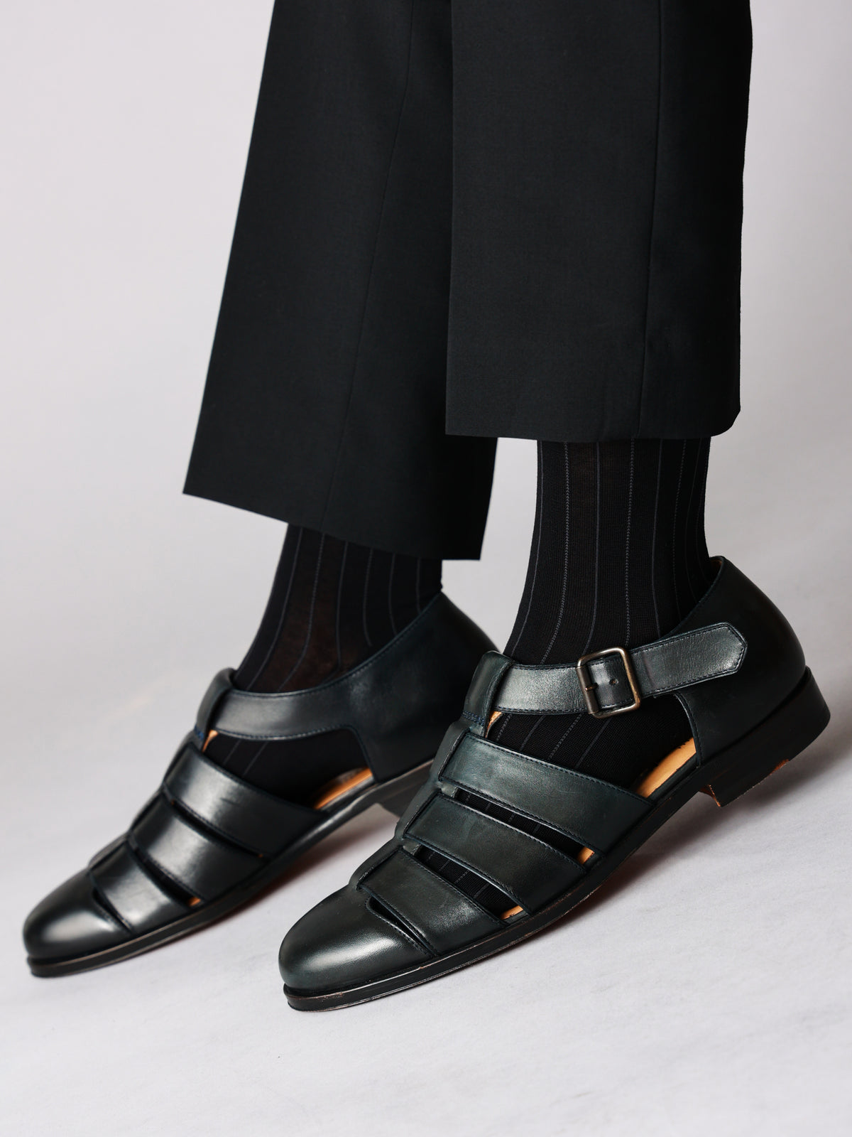【Tabio MEN】 連続シルケット ストライプソックス