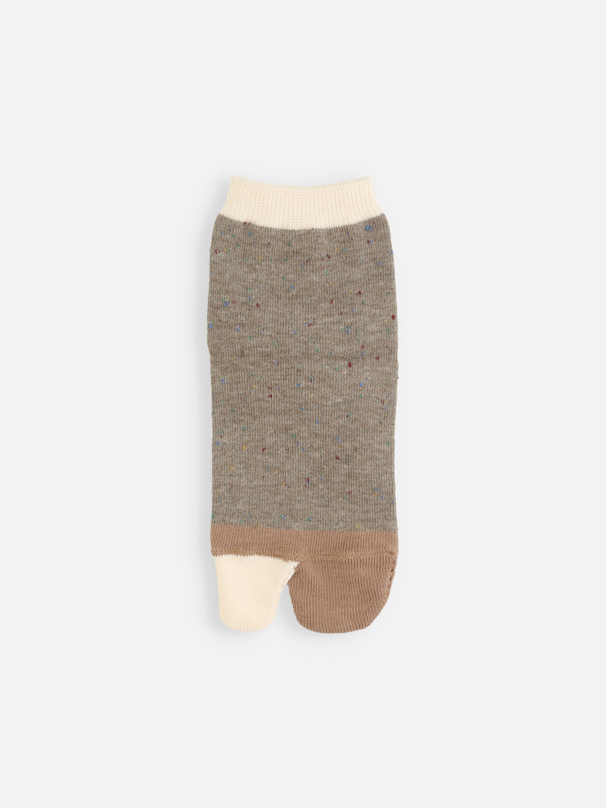 【キッズ】 足袋ネップ切替ソックス / 16-18cm - モカ＋チャ＋ホワイト