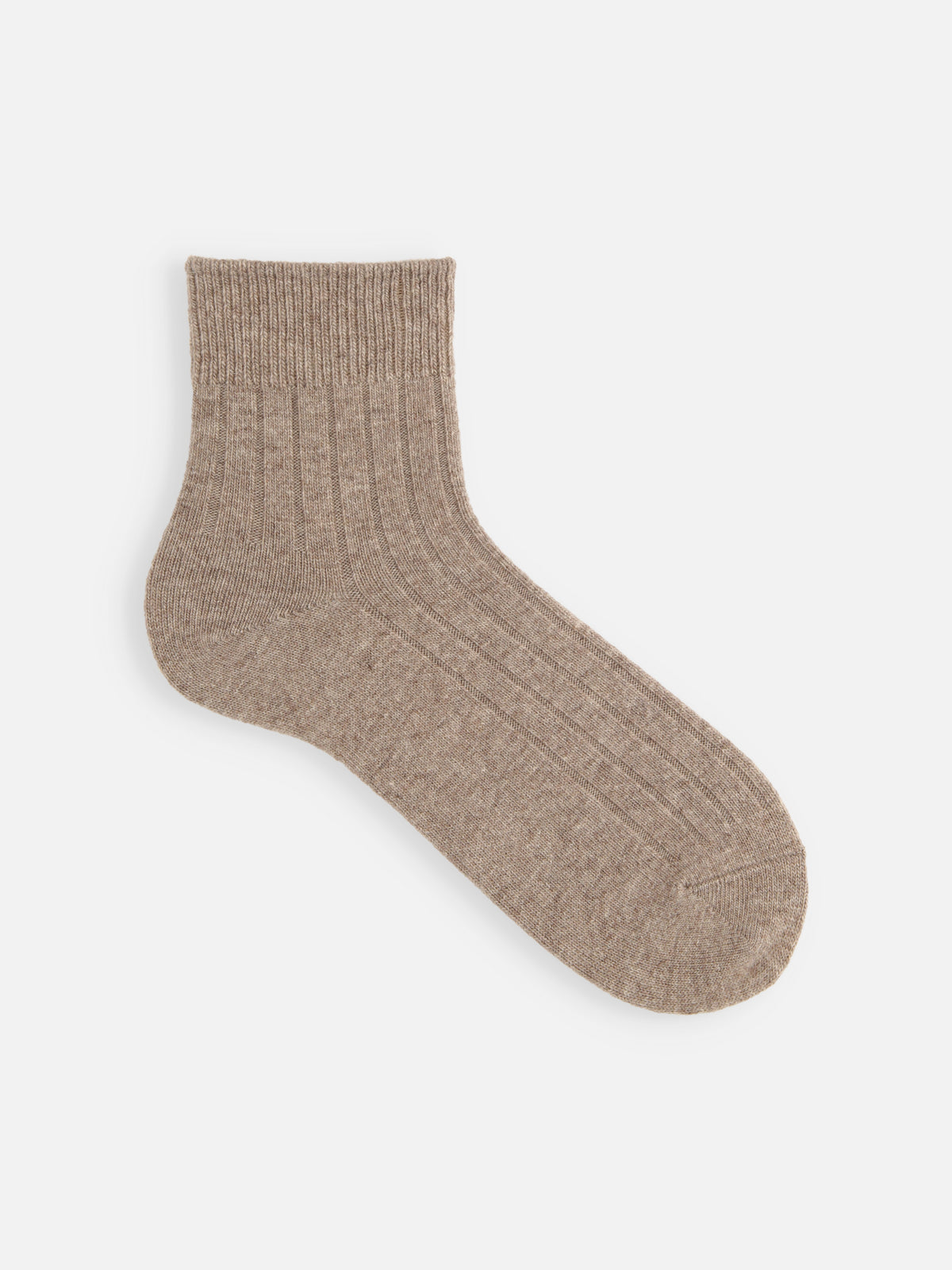 【Tabio MEN】WOOL太リブショート丈ソックス - モカ