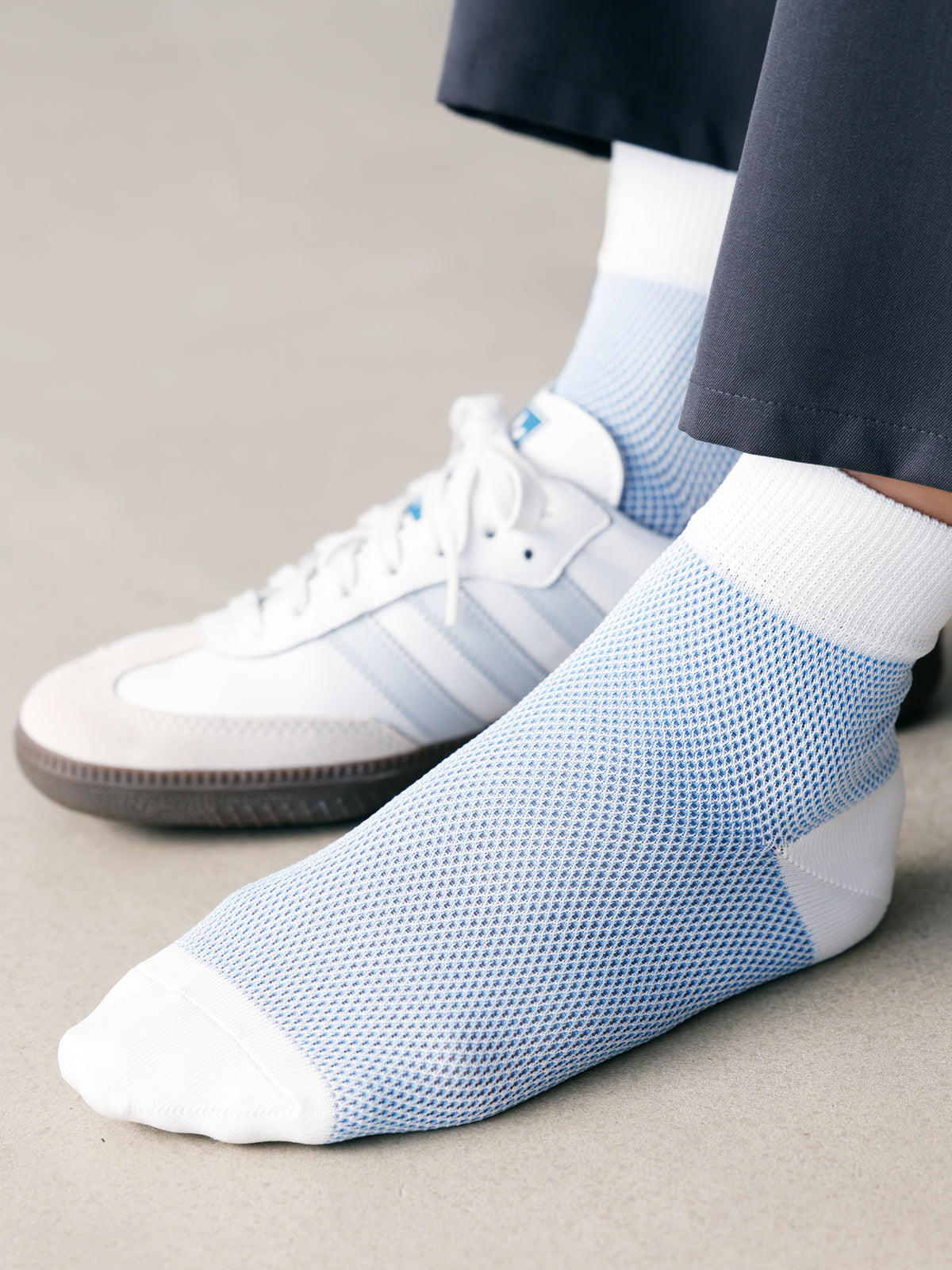 【Tabio MEN】消臭＋COOLMAX配色メッシュショートソックス