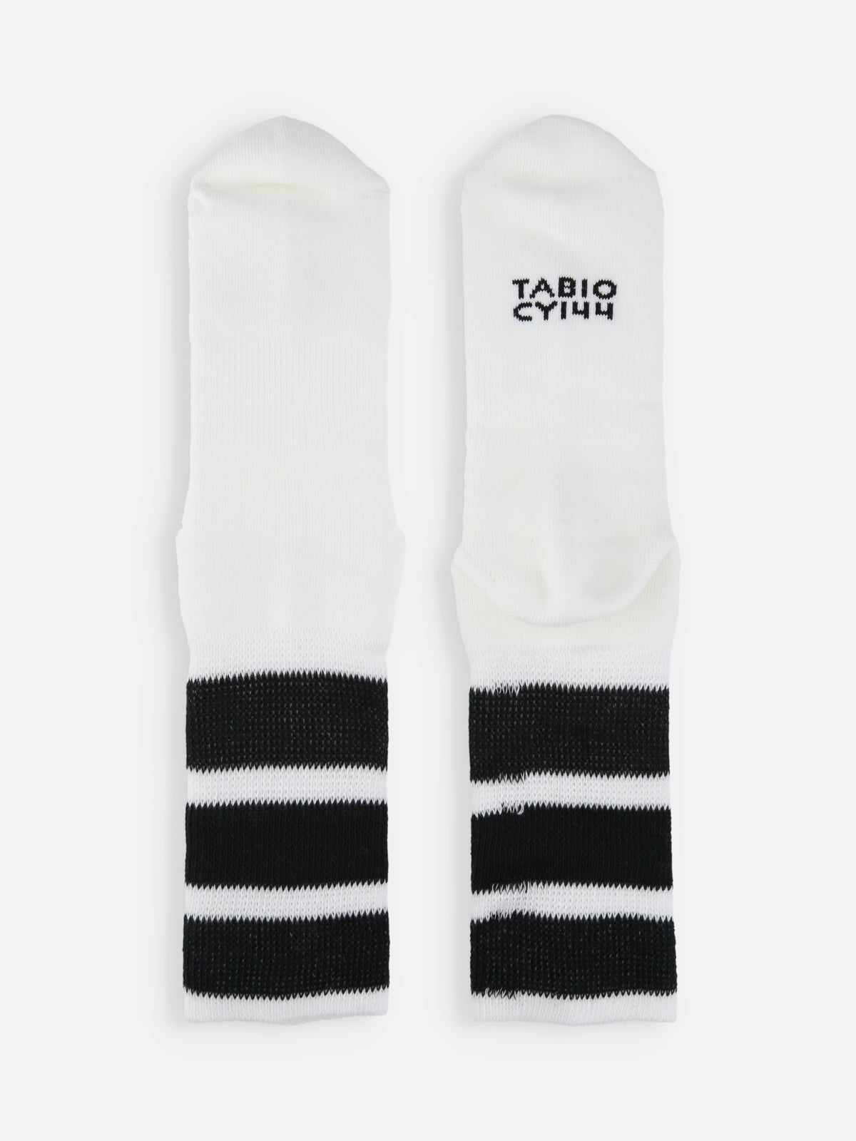 【Tabio MEN】COMFYパイルFATラインソックス - サラシ+ブラック