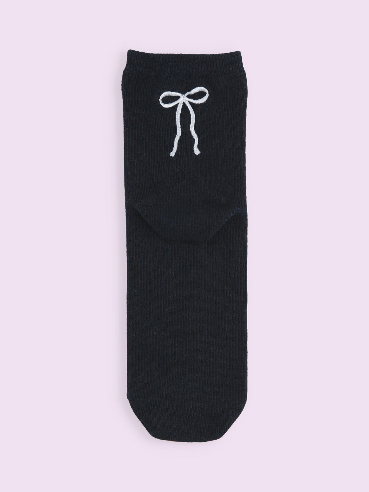 【3足1,485円】バックリボン刺繍ショートソックス - コン+サックス
