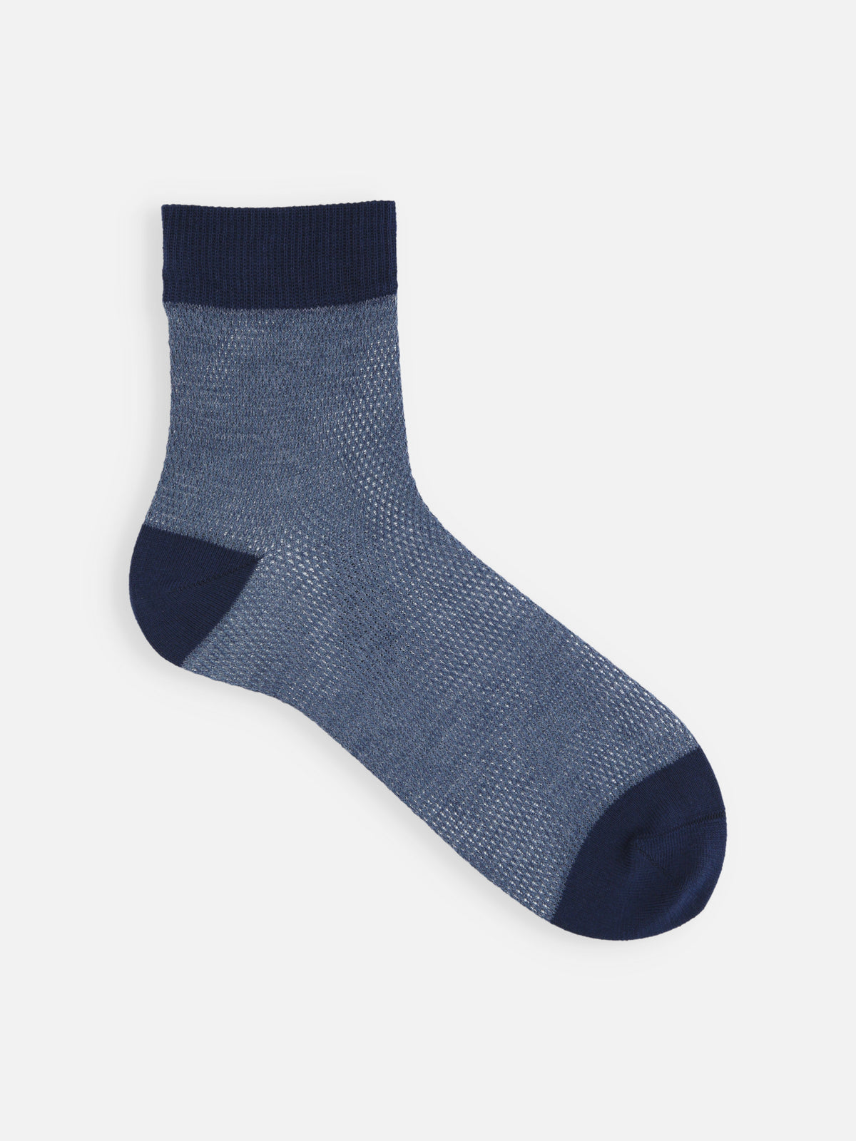 【Tabio MEN】ラミー混3面切り替えメッシュショートソックス - インディゴブルー