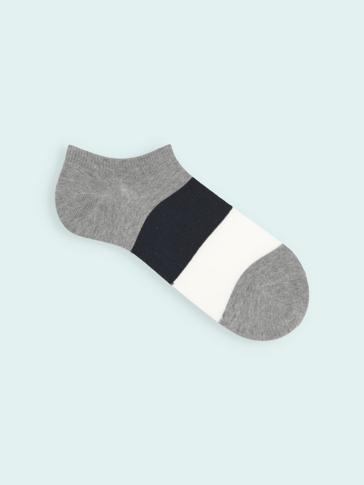 【3足1,485円】メンズ 太切替スニーカー丈ソックス - グレーモク