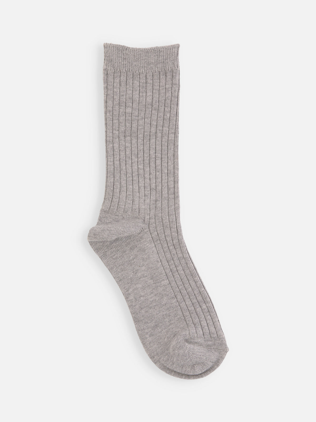 【キッズ】表糸綿100%で毛玉が出来にくいリブハイクルー丈ソックス / 19-21cm - グレーモク