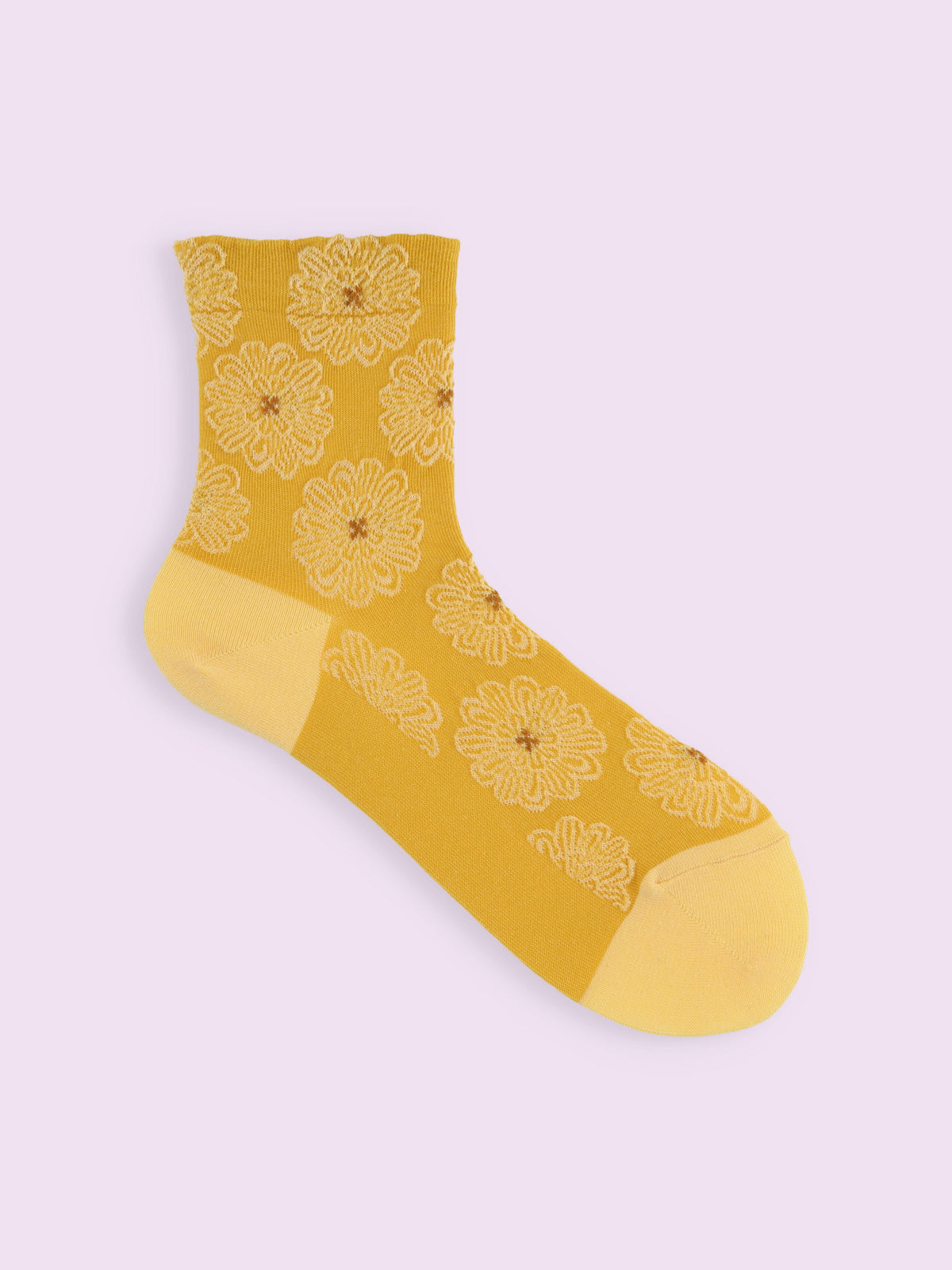 【3足1,485円】フラワーフロートショートソックス - クリーム