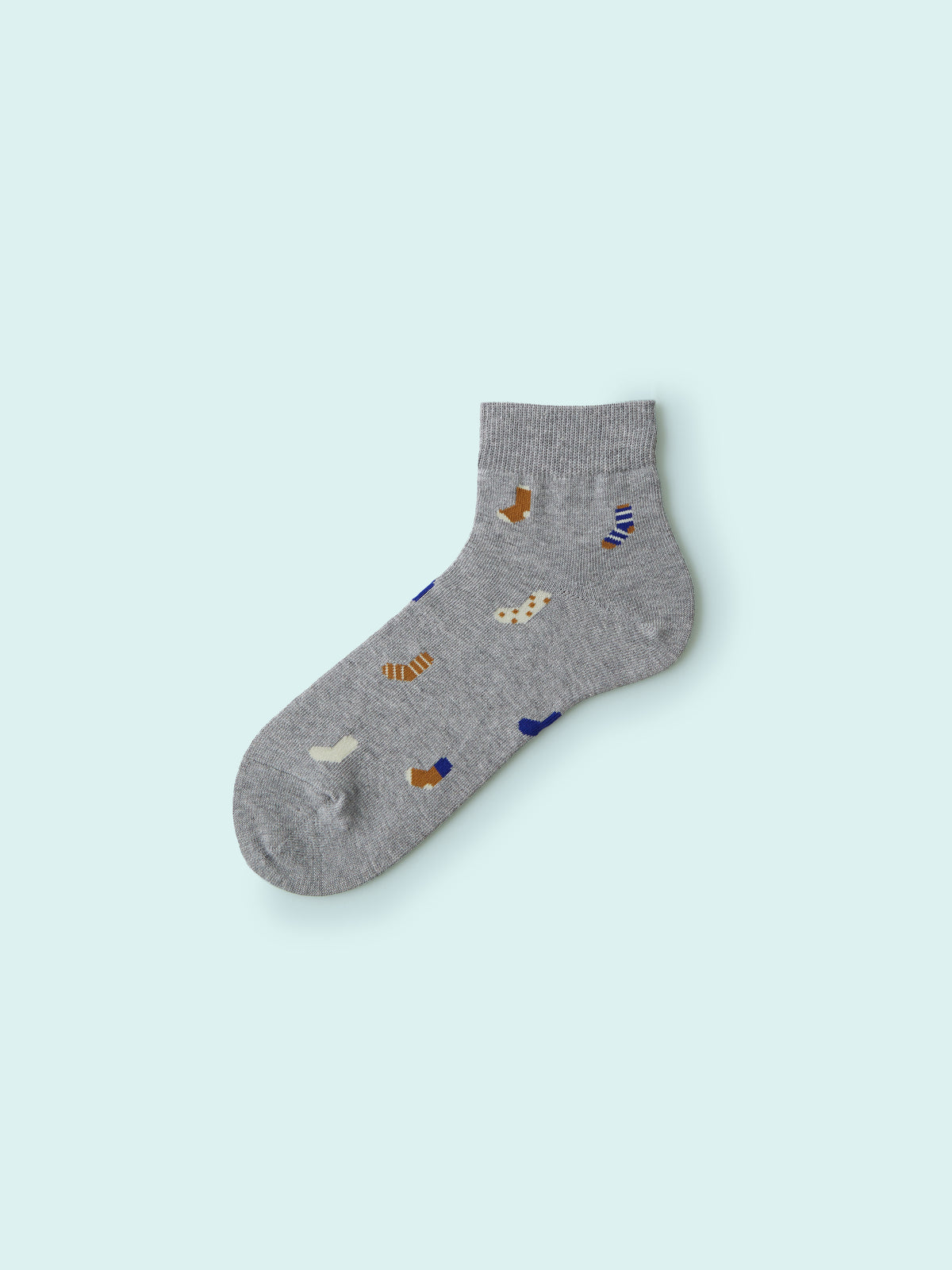 【3足1,485円】メンズ 靴下柄ショートソックス - グレーモク