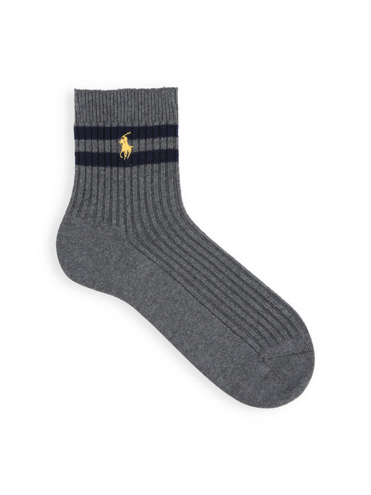 【MEN】POLO ポニー刺繍2本ラインショート丈ソックス