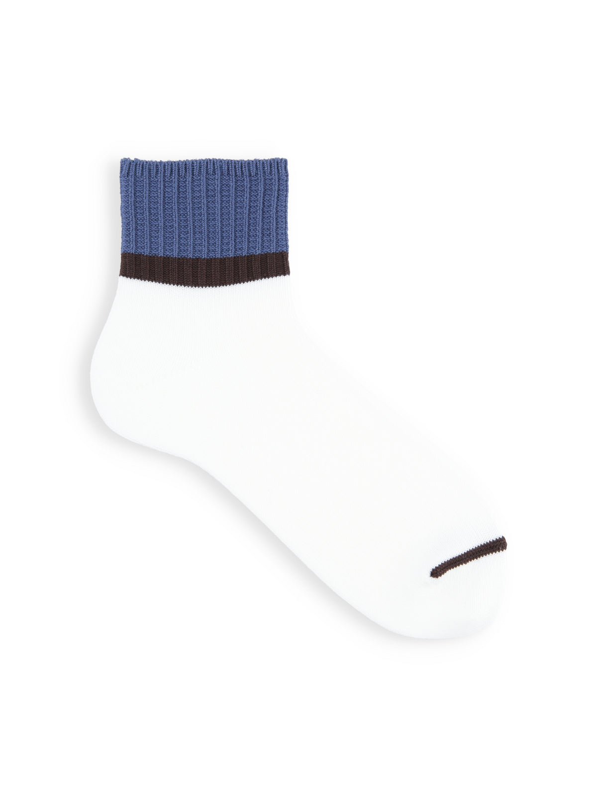 【Tabio MEN】メランジカラーブロックショートソックス(27.0～29.0cm) - オフ＋ネイビー＋ブラウン